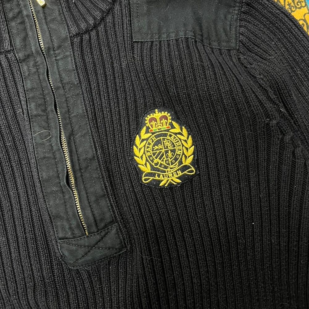navy lauren polo Ralph Lauren quarter zip womens xl patch chunky knit ribbed y2k - Picture 4 of 7